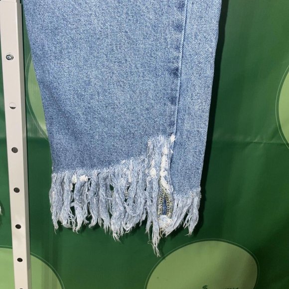 ZARA Trafaluc Denimwear Medium Blue Jeans Frayed Ankle Hem Women’s sz 6 zip VGUC - Picture 3 of 10